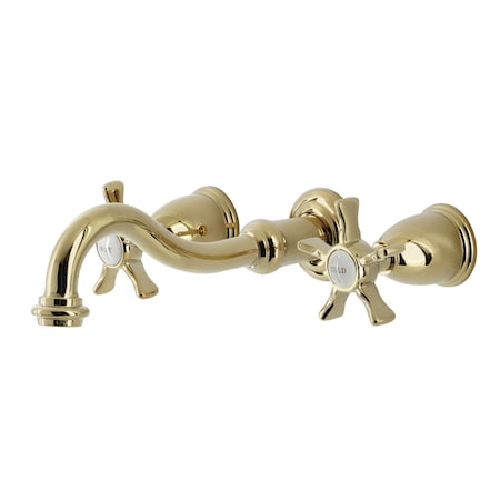Kingston Brass KS3122NX Two-Handle Wall Mount Bathroom Faucet, Polished Brass KS3122NX